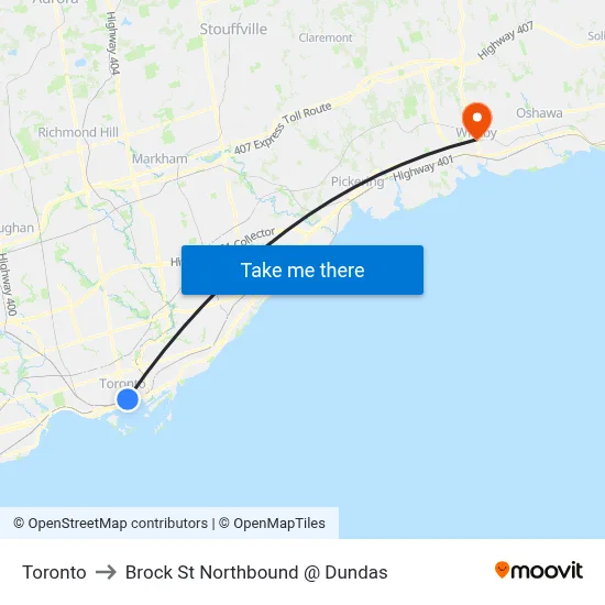 Toronto to Brock St Northbound @ Dundas map