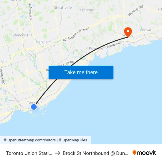 Toronto Union Station to Brock St Northbound @ Dundas map