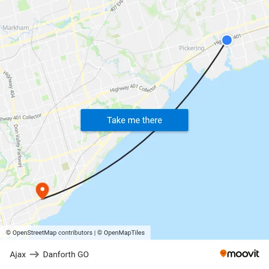 Ajax to Danforth GO map
