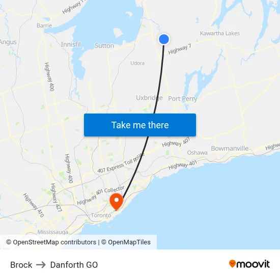 Brock to Danforth GO map