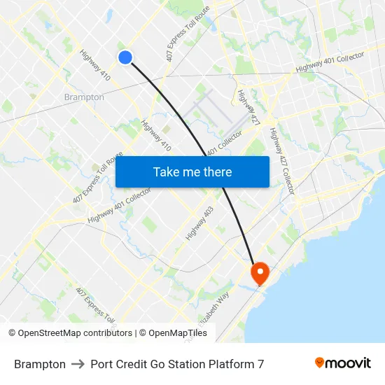Brampton to Port Credit Go Station Platform 7 map