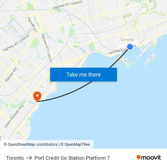 Toronto to Port Credit Go Station Platform 7 map