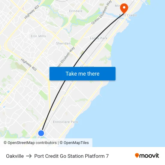 Oakville to Port Credit Go Station Platform 7 map