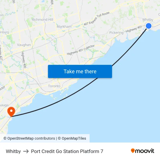 Whitby to Port Credit Go Station Platform 7 map