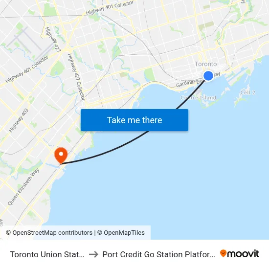 Toronto Union Station to Port Credit Go Station Platform 7 map