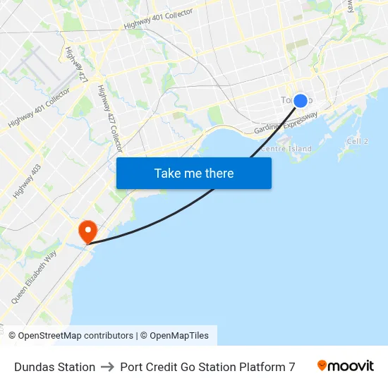 Dundas Station to Port Credit Go Station Platform 7 map