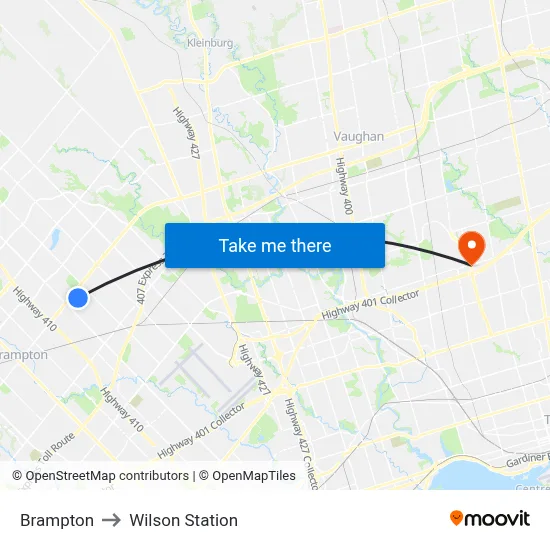 Brampton to Wilson Station map