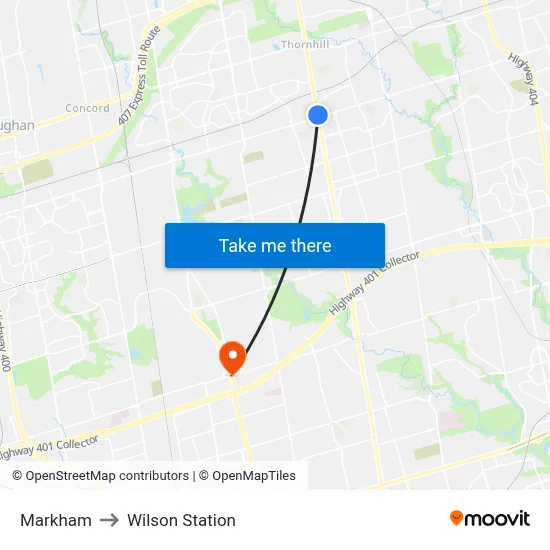 Markham to Wilson Station map