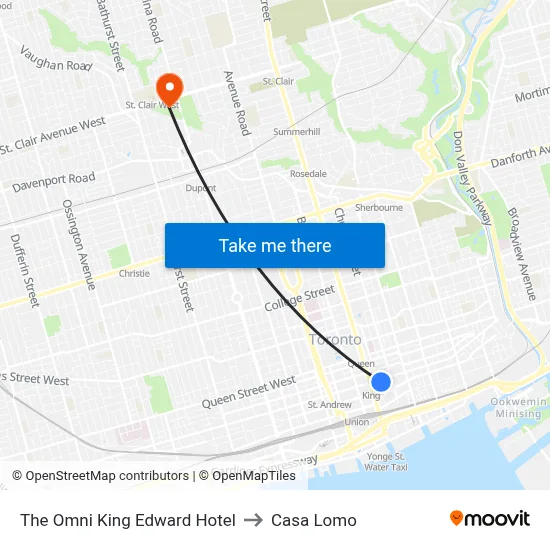 The Omni King Edward Hotel to Casa Lomo map