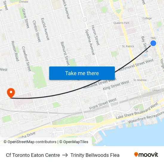 Cf Toronto Eaton Centre to Trinity Bellwoods Flea map