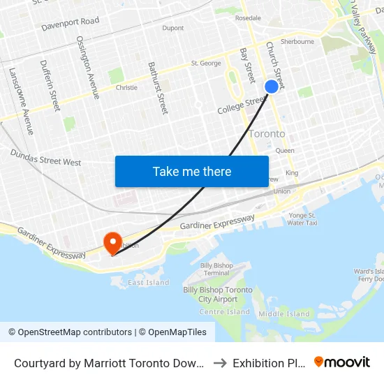 Courtyard by Marriott Toronto Downtown to Exhibition Place map