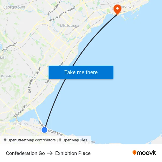 Confederation Go to Exhibition Place map
