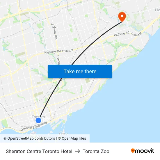 Sheraton Centre Toronto Hotel to Toronta Zoo map