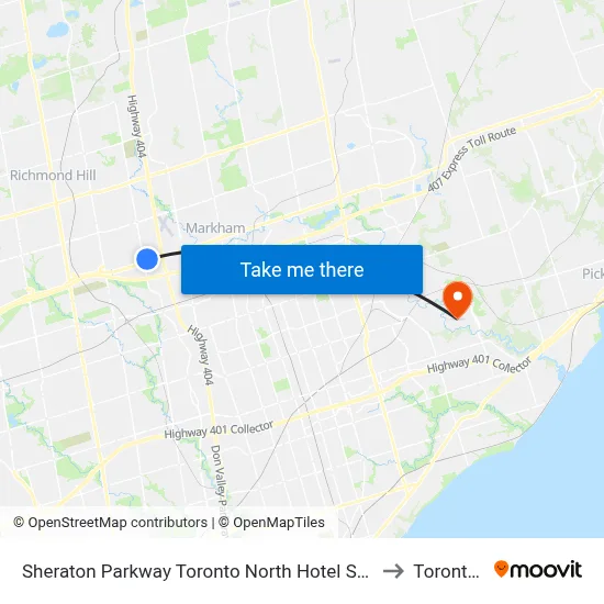 Sheraton Parkway Toronto North Hotel Suites Richmond Hill to Toronta Zoo map