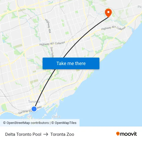 Delta Toronto Pool to Toronta Zoo map