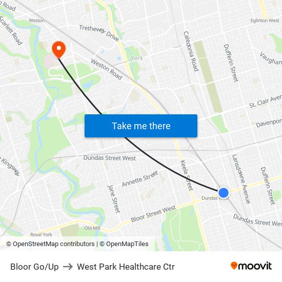 Bloor Go/Up to West Park Healthcare Ctr map