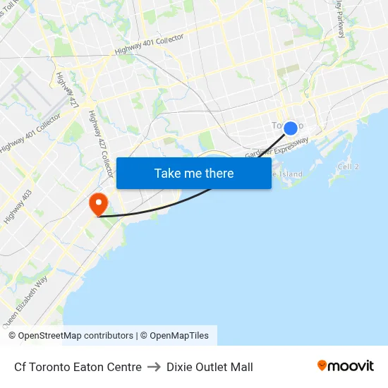 Cf Toronto Eaton Centre to Dixie Outlet Mall map