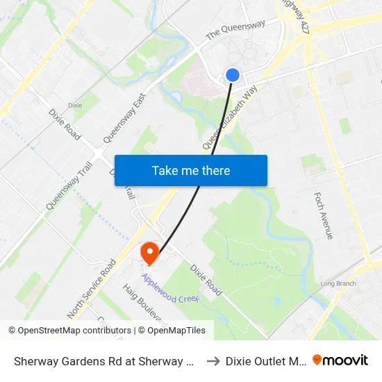 Sherway Gardens Rd at Sherway Gate to Dixie Outlet Mall map