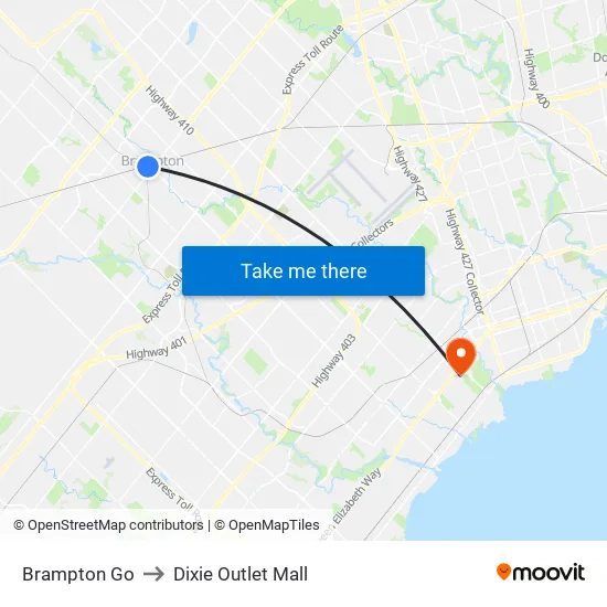 Brampton Go to Dixie Outlet Mall map