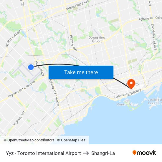 Yyz - Toronto International Airport to Shangri-La map