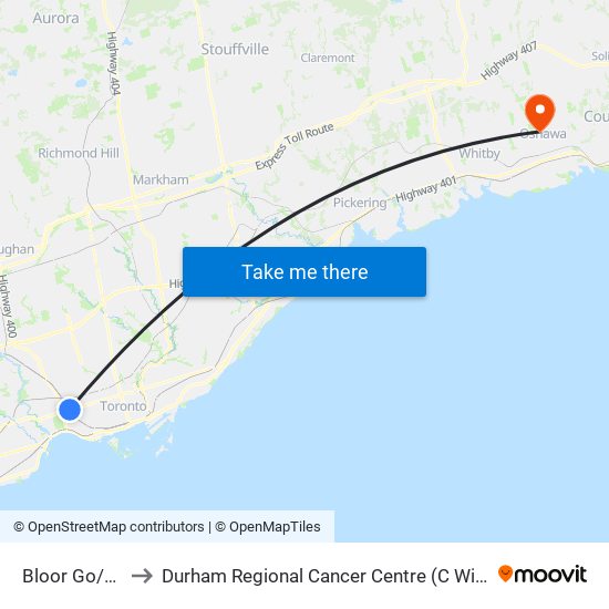 Bloor Go/Up to Durham Regional Cancer Centre (C Wing) map