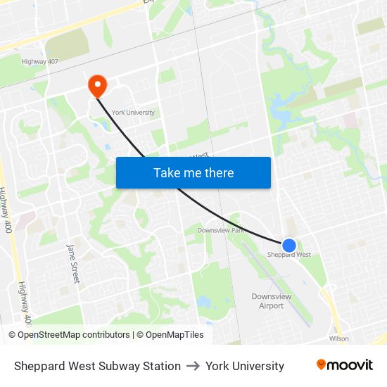Sheppard West Subway Station to Sheppard West Subway Station map