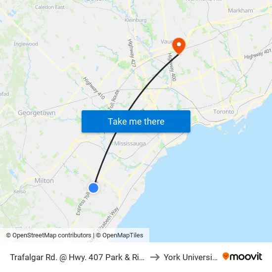 Trafalgar Rd. @ Hwy. 407 Park & Ride to York University map