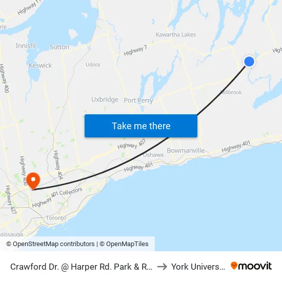 Crawford Dr. @ Harper Rd. Park & Ride to York University map