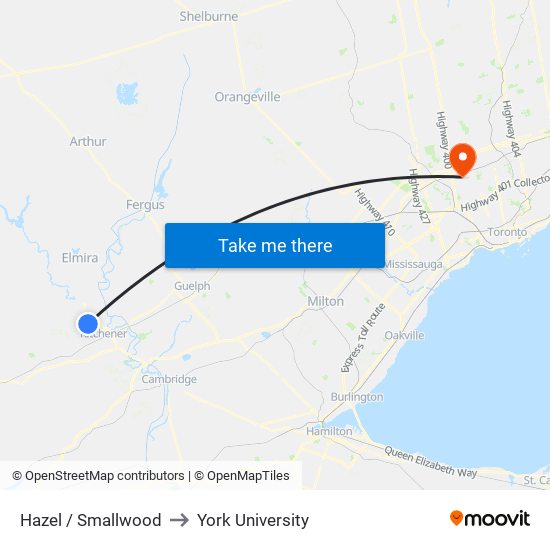 Hazel / Smallwood to York University map