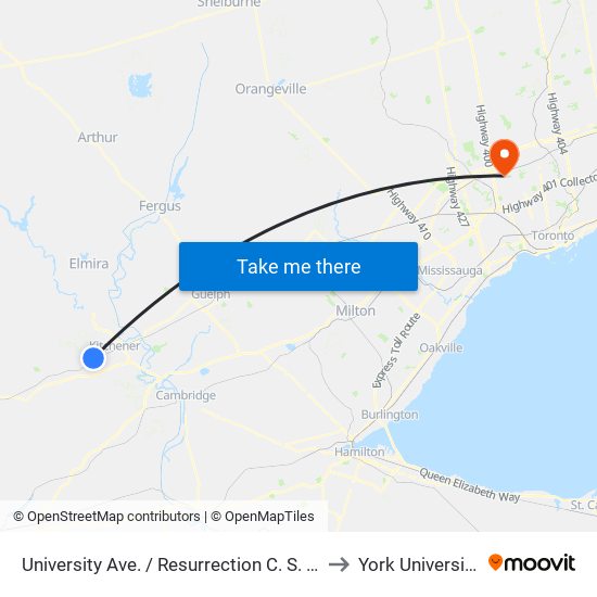 University Ave. / Resurrection C. S. S. to York University map