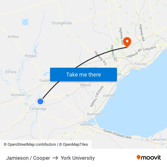 Jamieson / Cooper to York University map