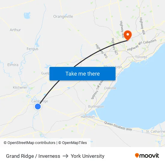 Grand Ridge / Inverness to York University map