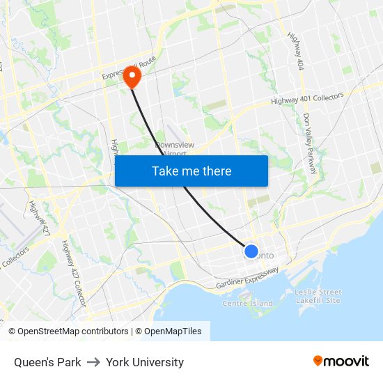 Queen's Park to York University map