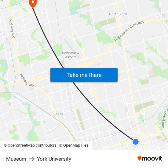 Museum to York University map