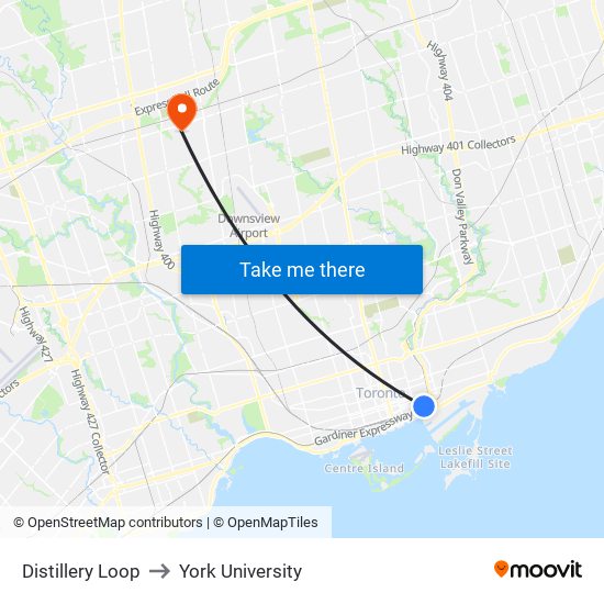 Distillery Loop to York University map