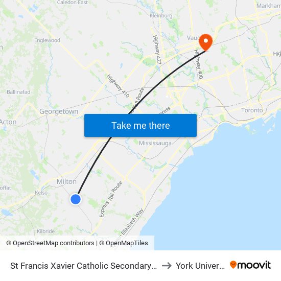 St Francis Xavier Catholic Secondary School to York University map