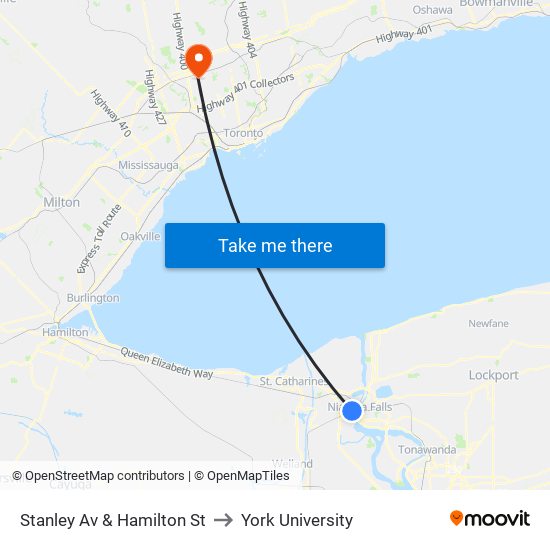 Stanley Av & Hamilton St to York University map