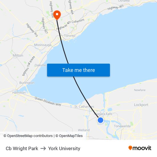 Cb Wright Park to York University map