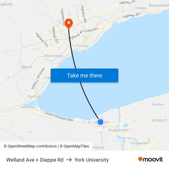 Welland Ave + Dieppe Rd to York University map