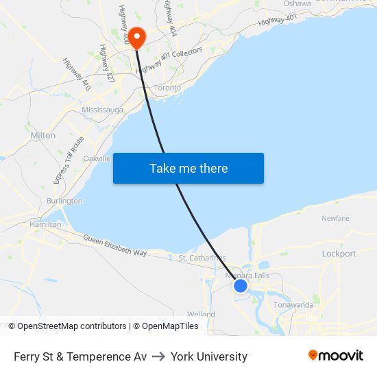 Ferry St & Temperence Av to York University map