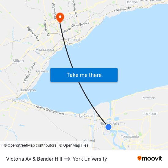 Victoria Av & Bender Hill to York University map