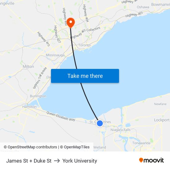 James St + Duke St to York University map