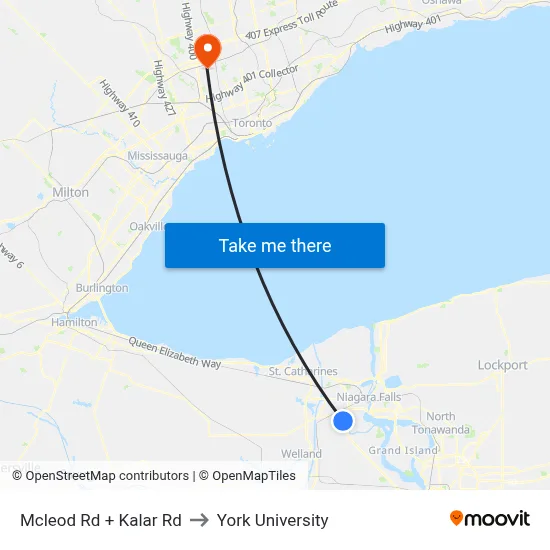 Mcleod Rd + Kalar Rd to York University map