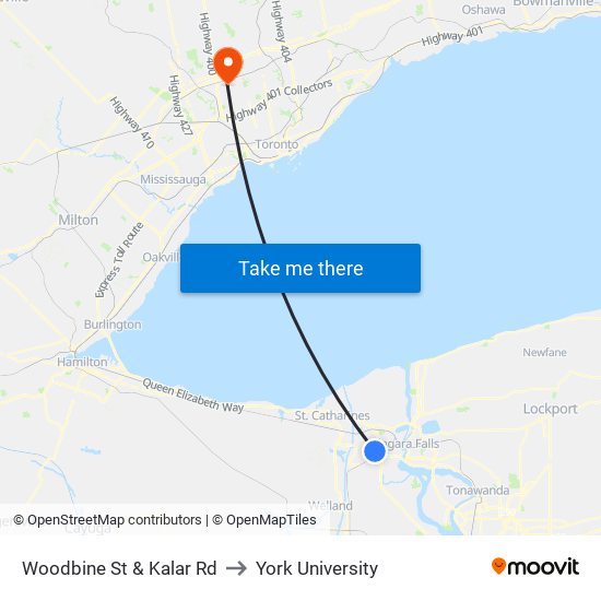 Woodbine St & Kalar Rd to York University map