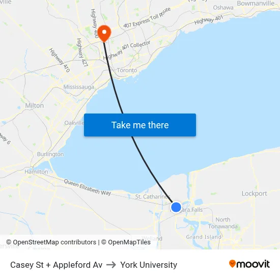 Casey St + Appleford Av to York University map
