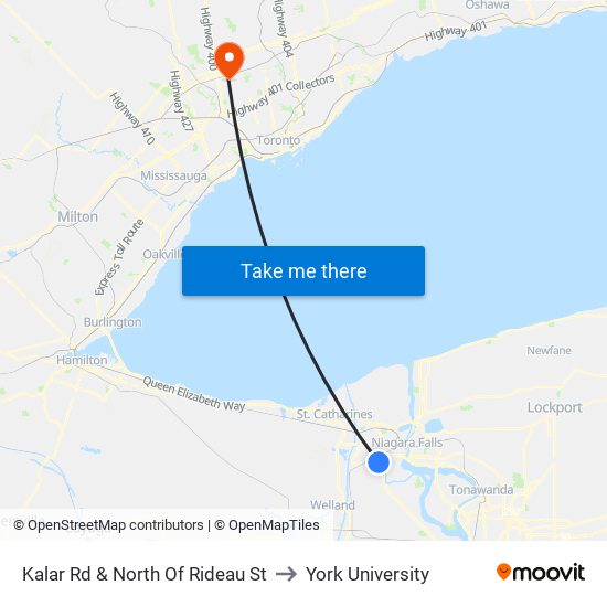 Kalar Rd & North Of Rideau St to York University map