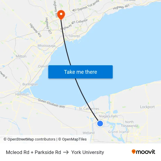 Mcleod Rd + Parkside Rd to York University map