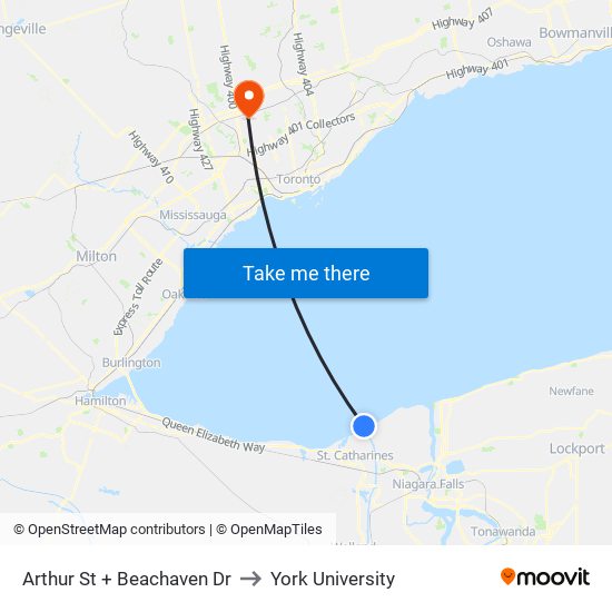 Arthur St + Beachaven Dr to York University map