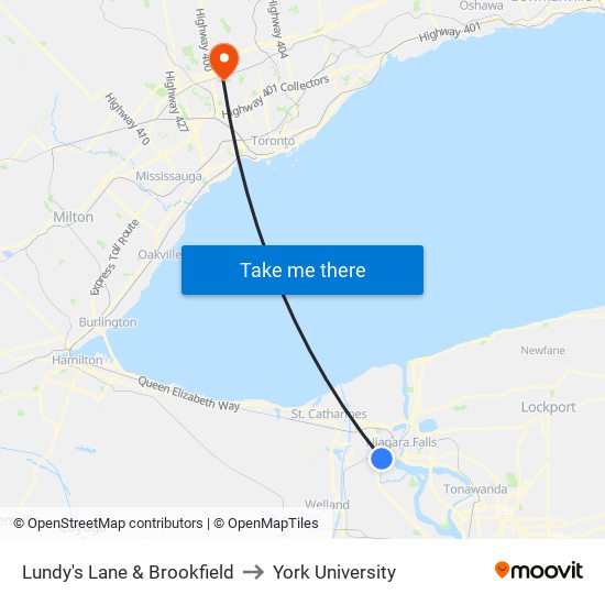 Lundy's Lane & Brookfield to York University map