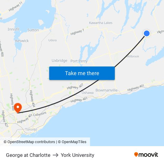 George at Charlotte to York University map